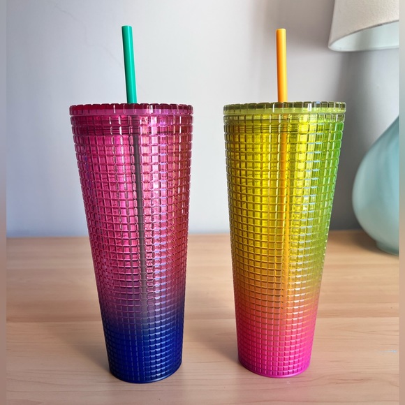 NWT Starbucks Strawberry Lemonade Ombre Disco Grid Summer 2022 Venti Tumbler - Picture 3 of 9